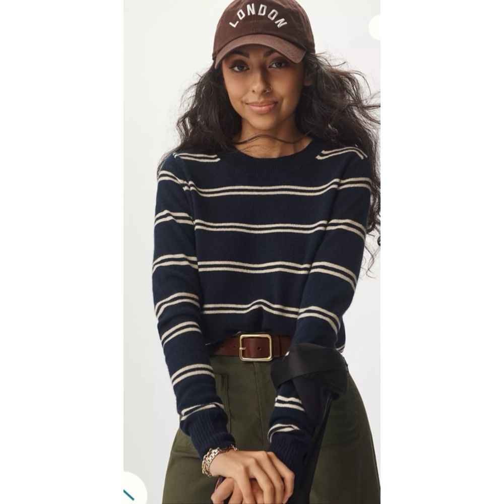 Reformation cashmere Dana sweater Parmesan stripe